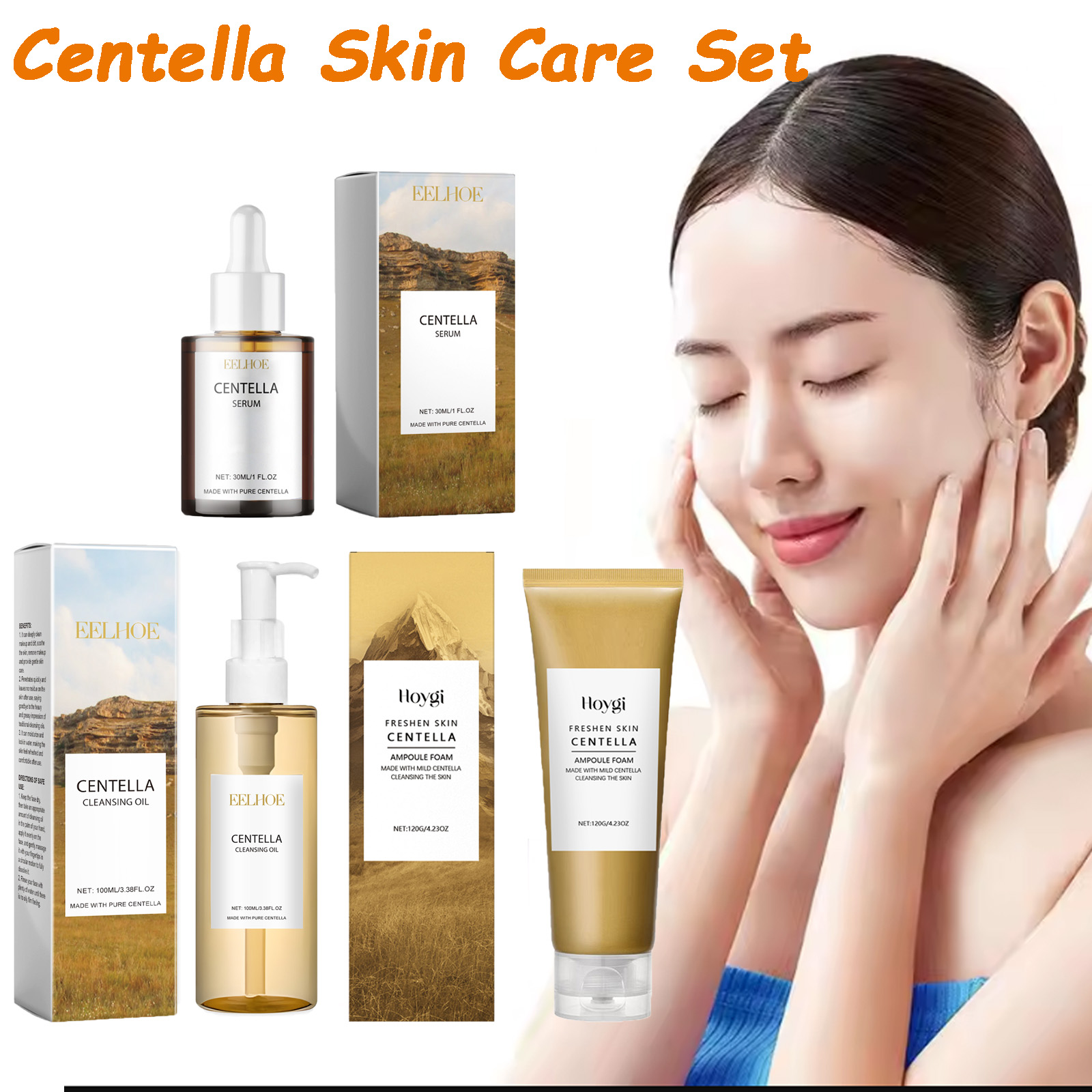 Luxury Skincare Set - เซ็ตผลิตภัณฑ์บำรุงผิวใบบัวบก เซรั่มใบบัวบก โฟมล้างหน้า คลีนซิ่งออยล์ ชุดดูแลผิวหน้า บำรุงผิวหน้าให้ผ่อนคลาย