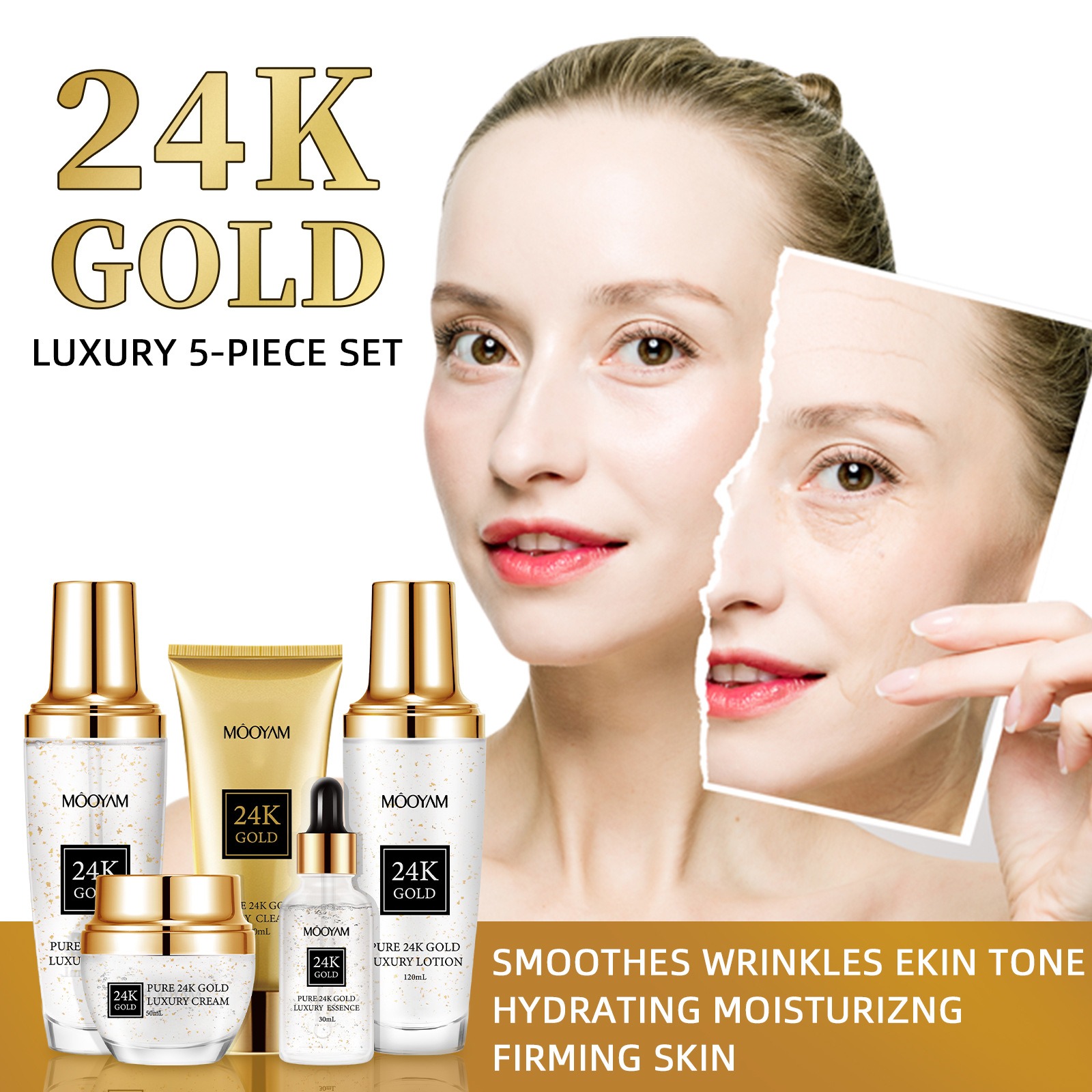 ชุดบำรุงผิวหน้า 24K โกลด์ ลักช - Luxury Skincare Set บทวิจารณ์และราคา